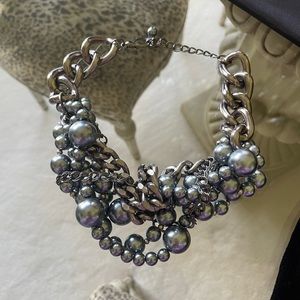 Grey Metal and Grey Pearls Adjustable Choker